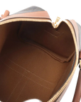 Pre-Loved Triomphe Boston Bag Handbag Triomphe Coated Canvas Small with Gold Hardware, Brown