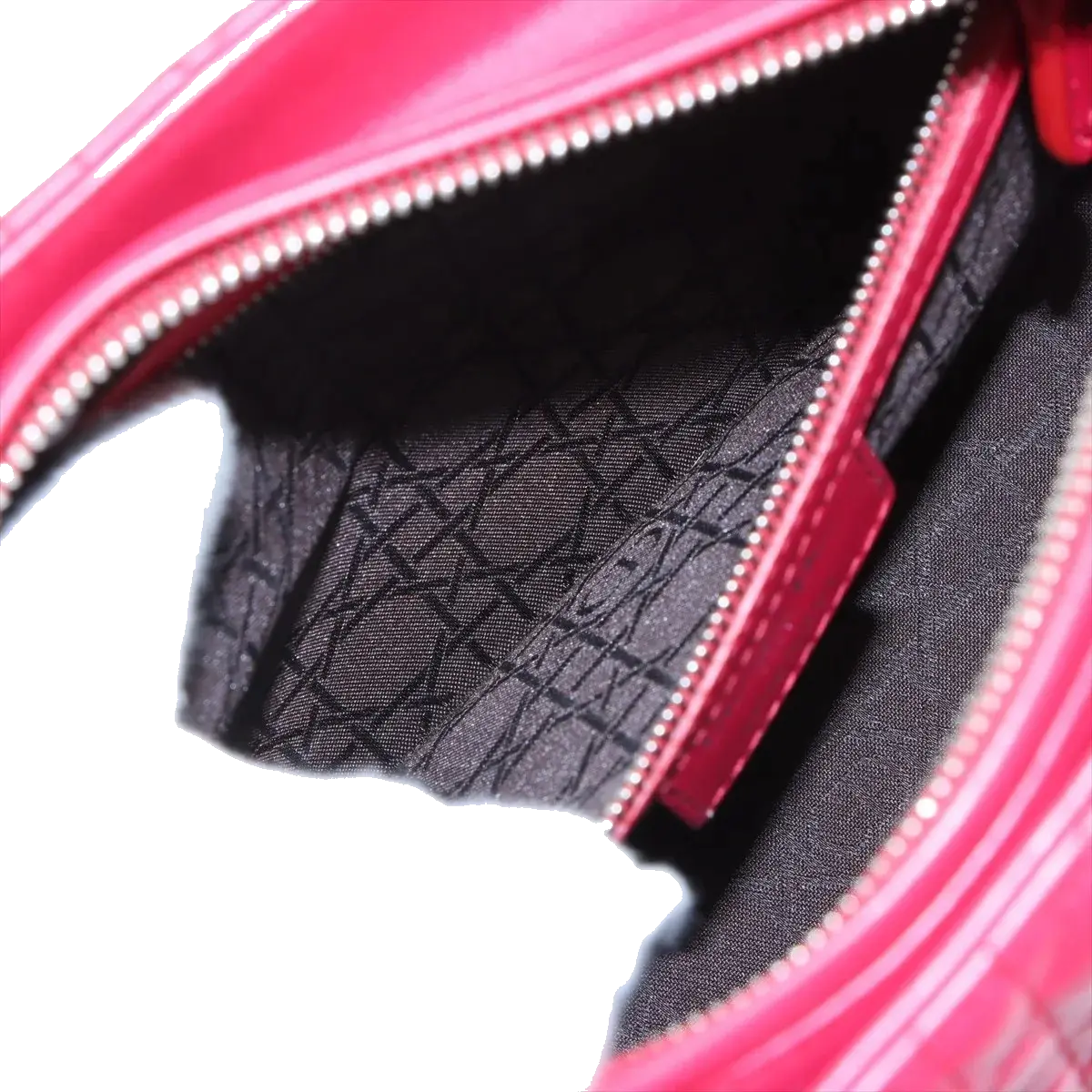 Pre-Loved Lady Dior Handbag Cannage Leather Medium with Silver Hardware, Red