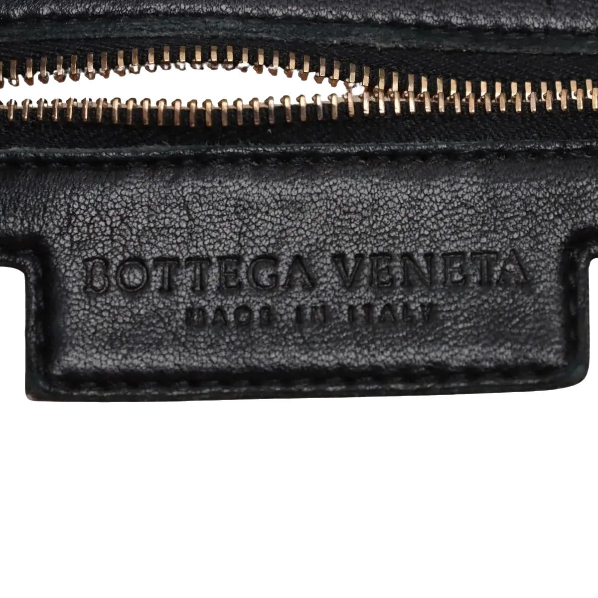 Pre-Loved Veneta Shoulder Bag Intrecciato Leather Medium with Gold Hardware, Black
