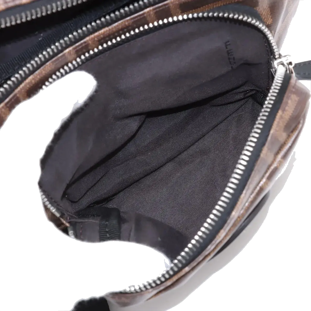 Pre-Loved FF Logo Belt Bag Belt Bag Coated Canvas with Silver Hardware, Brown