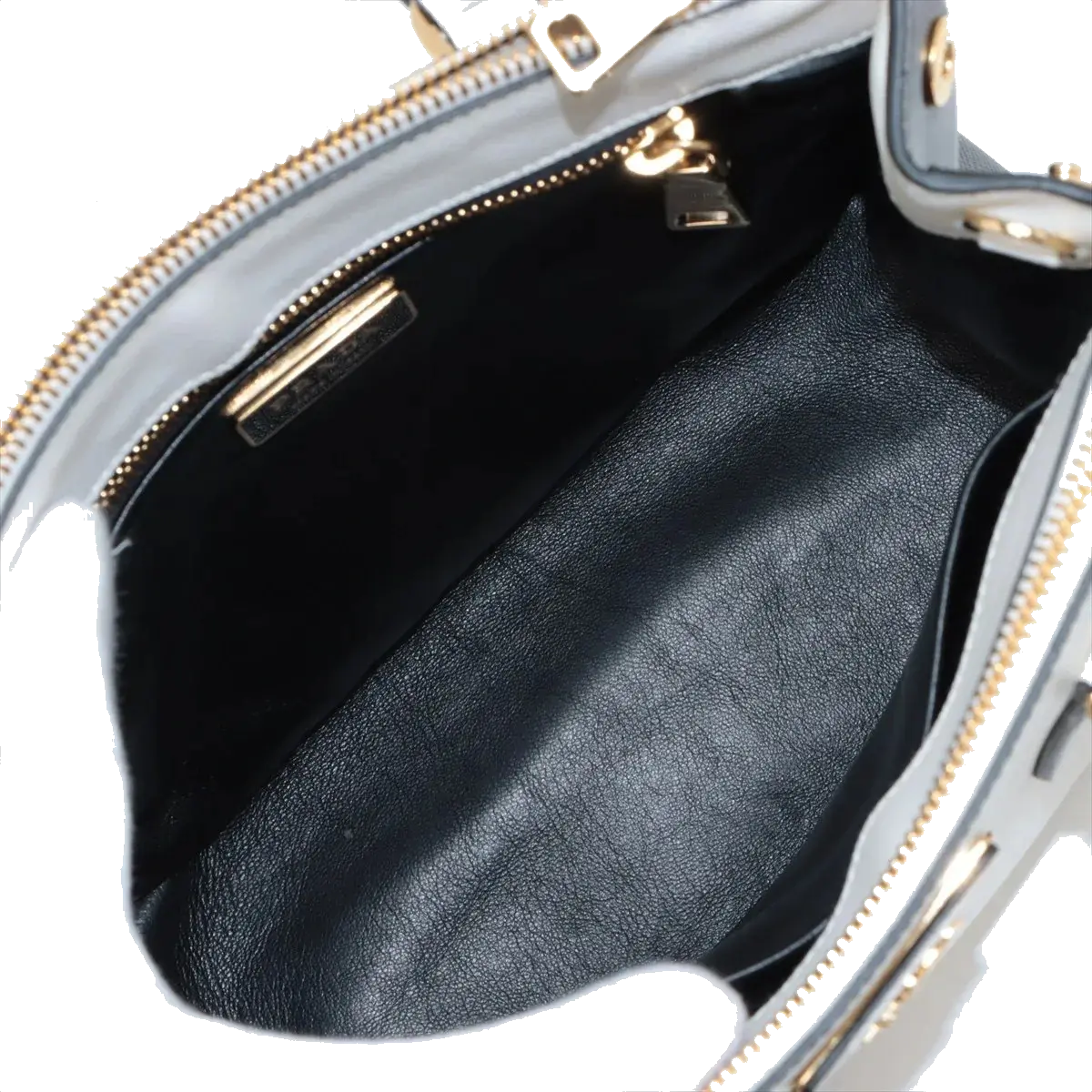 Pre-Loved Galleria Handbag Leather Small with Gold Hardware, Gradient Grey/White