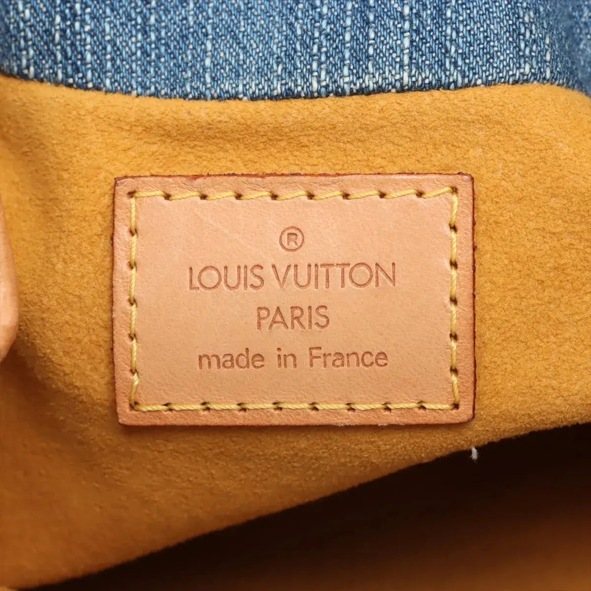 Pre-Loved Pleaty Handbag Monogram Denim Small with Gold Hardware, Blue