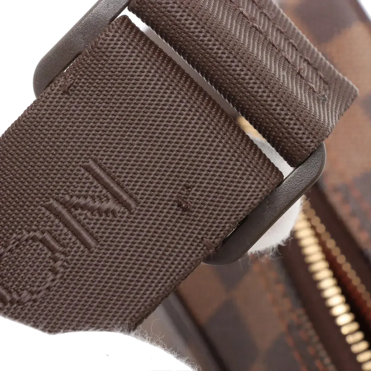 Pre-Loved Olav Crossbody Bag Damier Coated Canvas PM with Gold Hardware, Brown