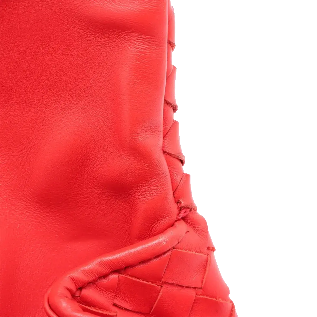 Pre-Loved Intrecciato Clutch Clutch Intrecciato Leather with Silver Hardware, Coral Red