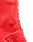 Pre-Loved Intrecciato Clutch Clutch Intrecciato Leather with Silver Hardware, Coral Red