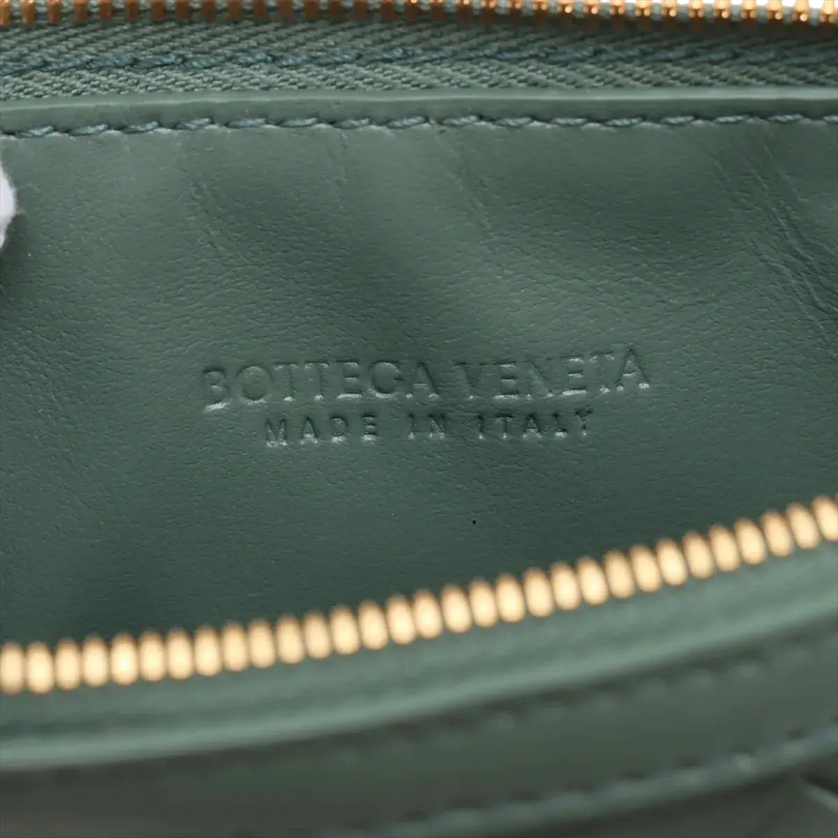 Pre-Loved Sunrise Shoulder Bag Intrecciato Leather Small with Gold Hardware, Sage Green