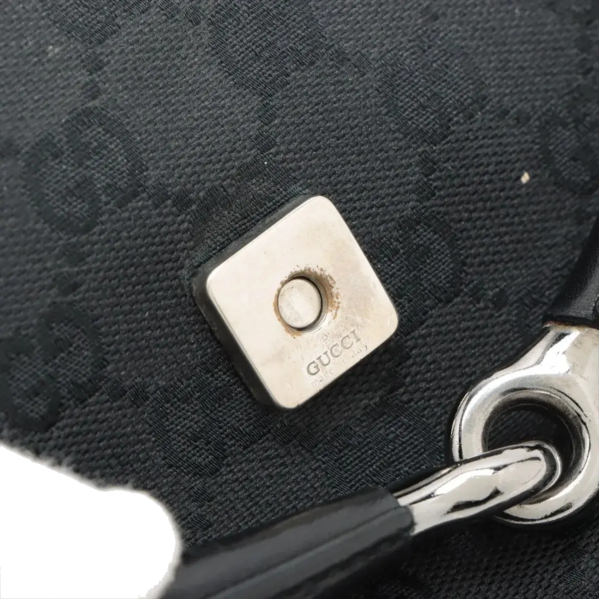Pre-Loved Horsebit Chain Clutch Clutch Monogram Coated Canvas with Silver Hardware, Black