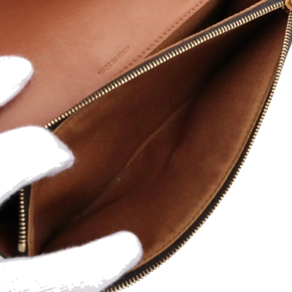 Pre-Loved Triomphe Wallet on Strap Crossbody Bag Triomphe Coated Canvas with Gold Hardware, Brown