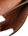 Pre-Loved Triomphe Wallet on Strap Crossbody Bag Triomphe Coated Canvas with Gold Hardware, Brown