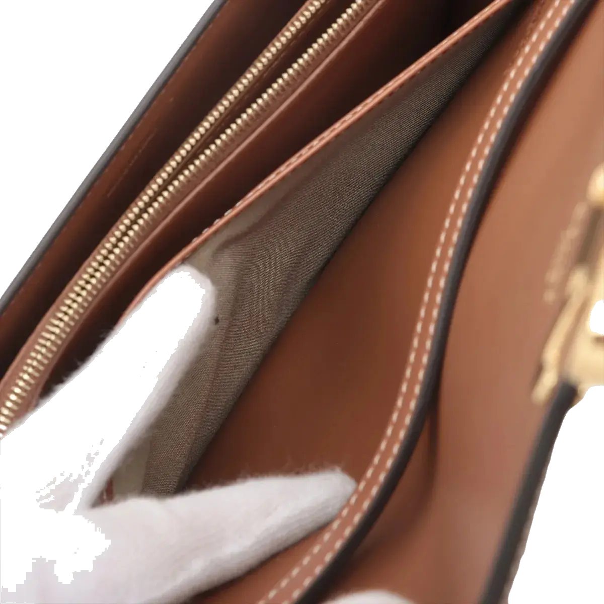 Pre-Loved Triomphe Wallet on Chain Crossbody Bag Triomphe Canvas with Gold Hardware, Beige and Tan