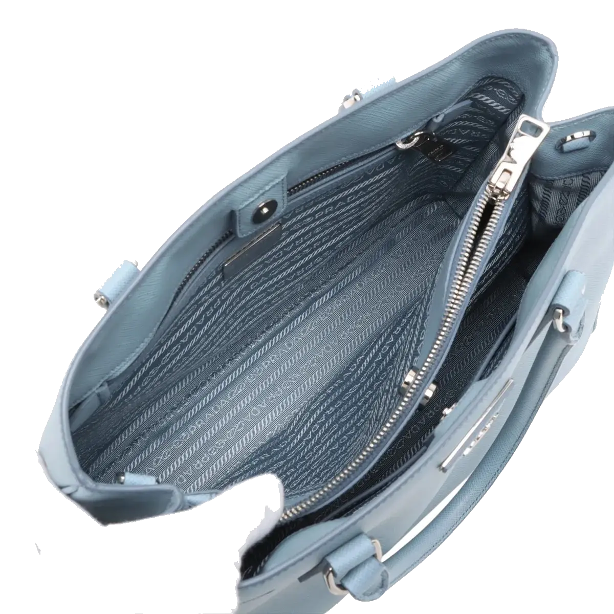 Pre-Loved Galleria Tote Leather Medium with Silver Hardware, Light Blue