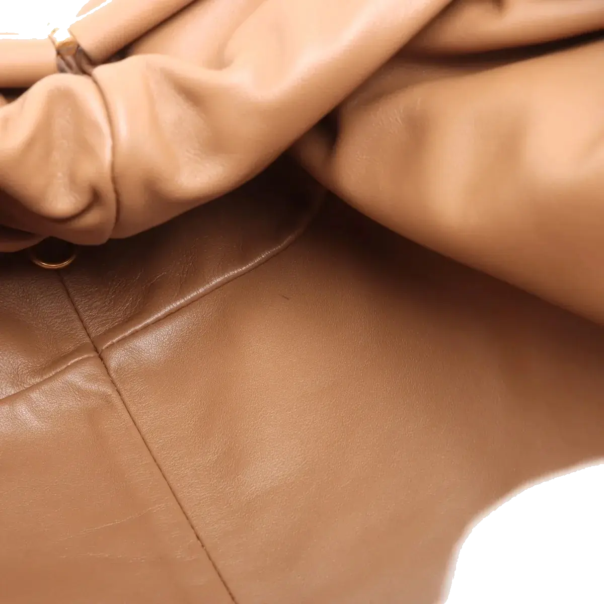 Pre-Loved The Pouch Clutch Leather with Gold Hardware, Camel