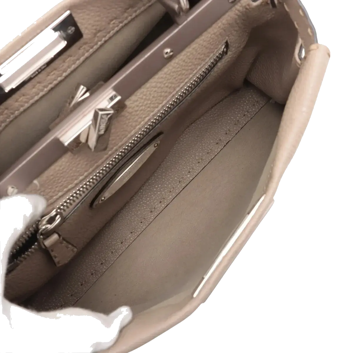 Pre-Loved Peekaboo Handbag Leather Regular with Silver Hardware, Taupe
