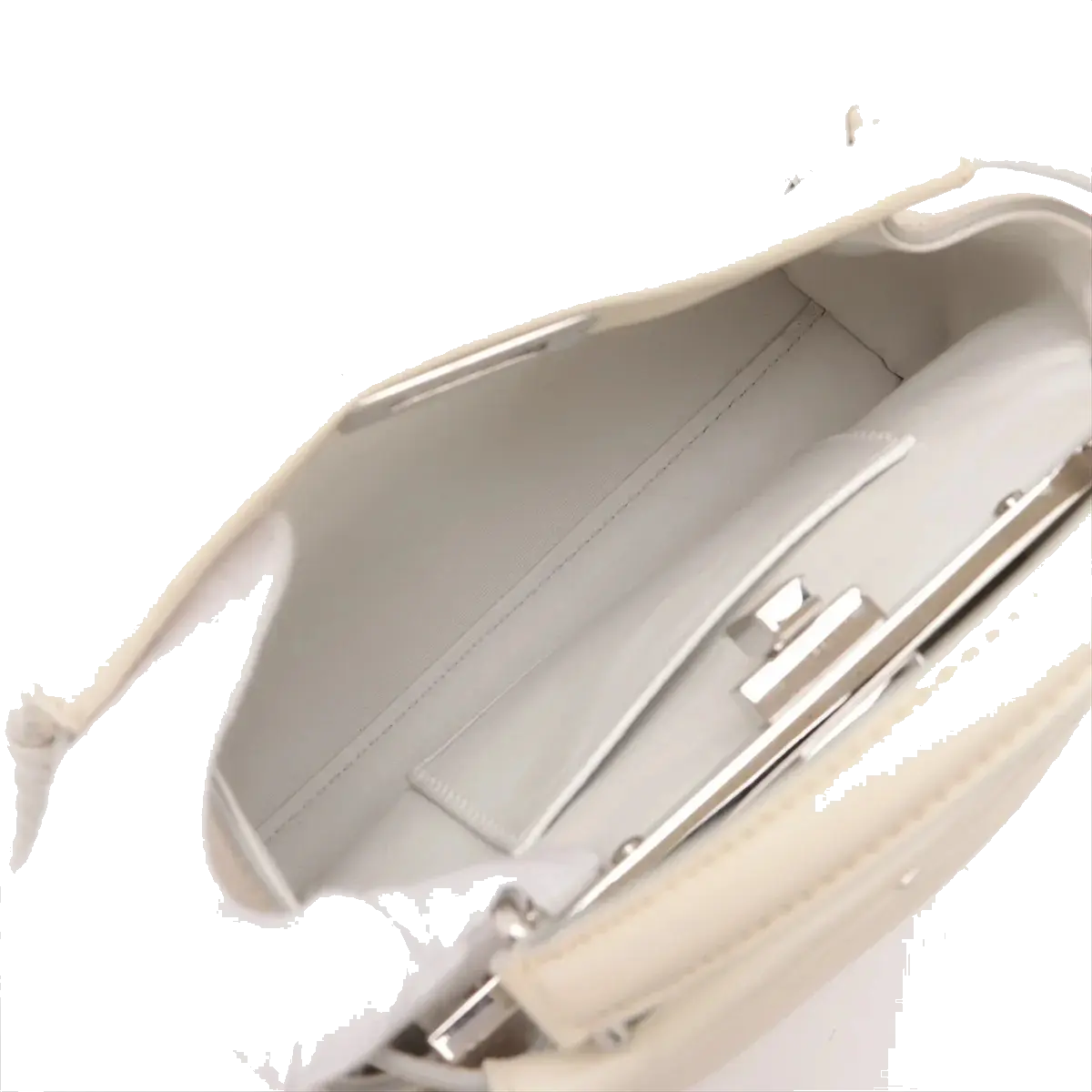 Pre-Loved Peekaboo Handbag Leather Mini with Silver Hardware, Ivory
