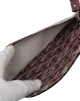 Pre-Loved Anjou Tote Goyardine Chevron Coated Canvas PM with Silver Hardware, Burgundy
