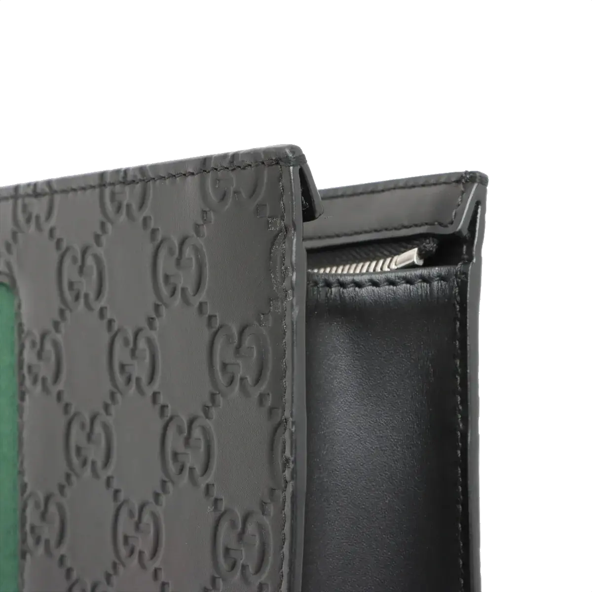 Pre-Loved Web Microguccissima Pouch Clutch Microguccissima Leather with Silver Hardware, Black