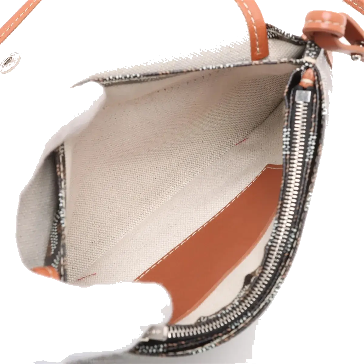 Pre-Loved Plumet Crossbody Bag Goyardine Chevron Coated Canvas with Silver Hardware, Black and Tan