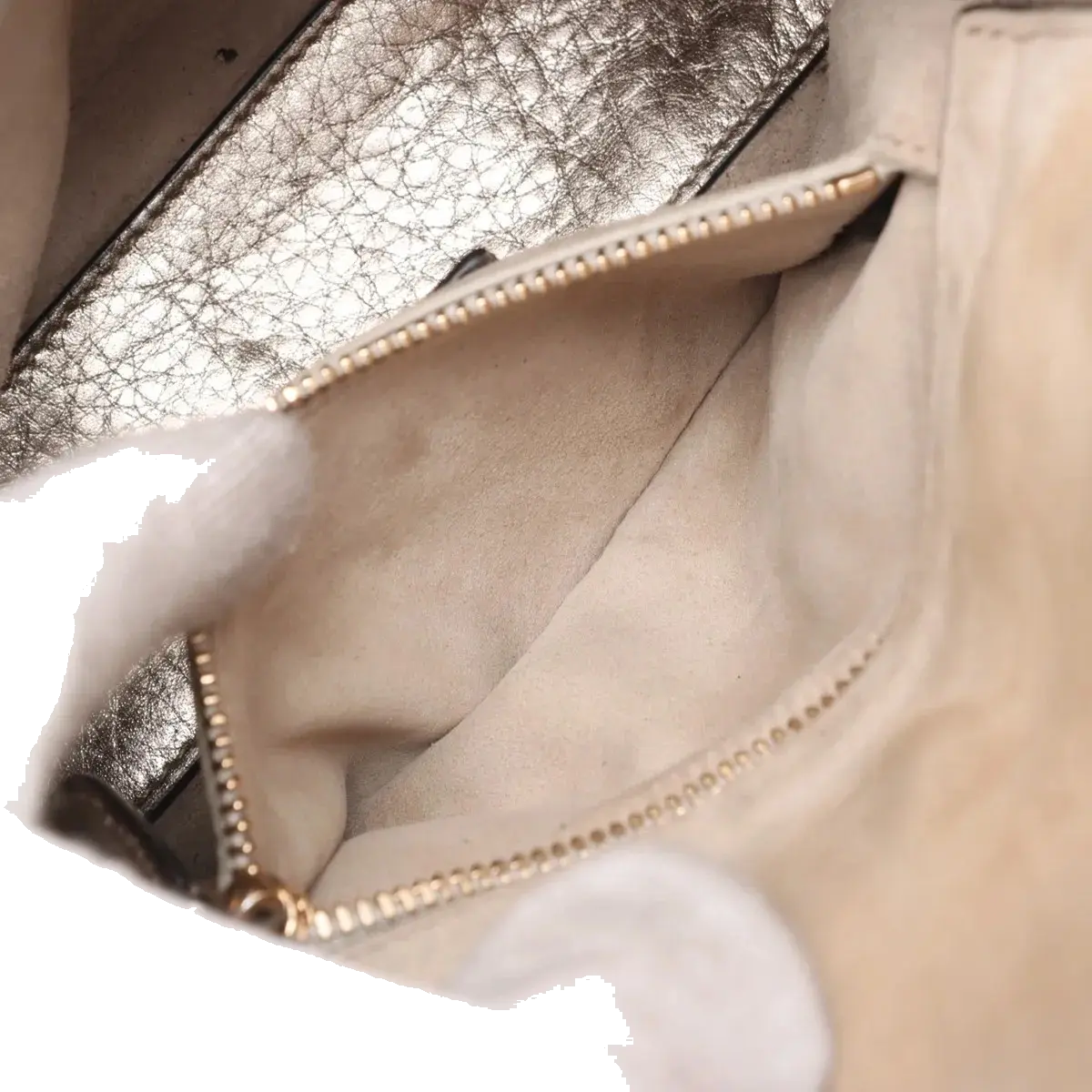 Pre-Loved Lady Dior Handbag Cannage Leather Mini with Gold Hardware, Metallic Champagne Gold