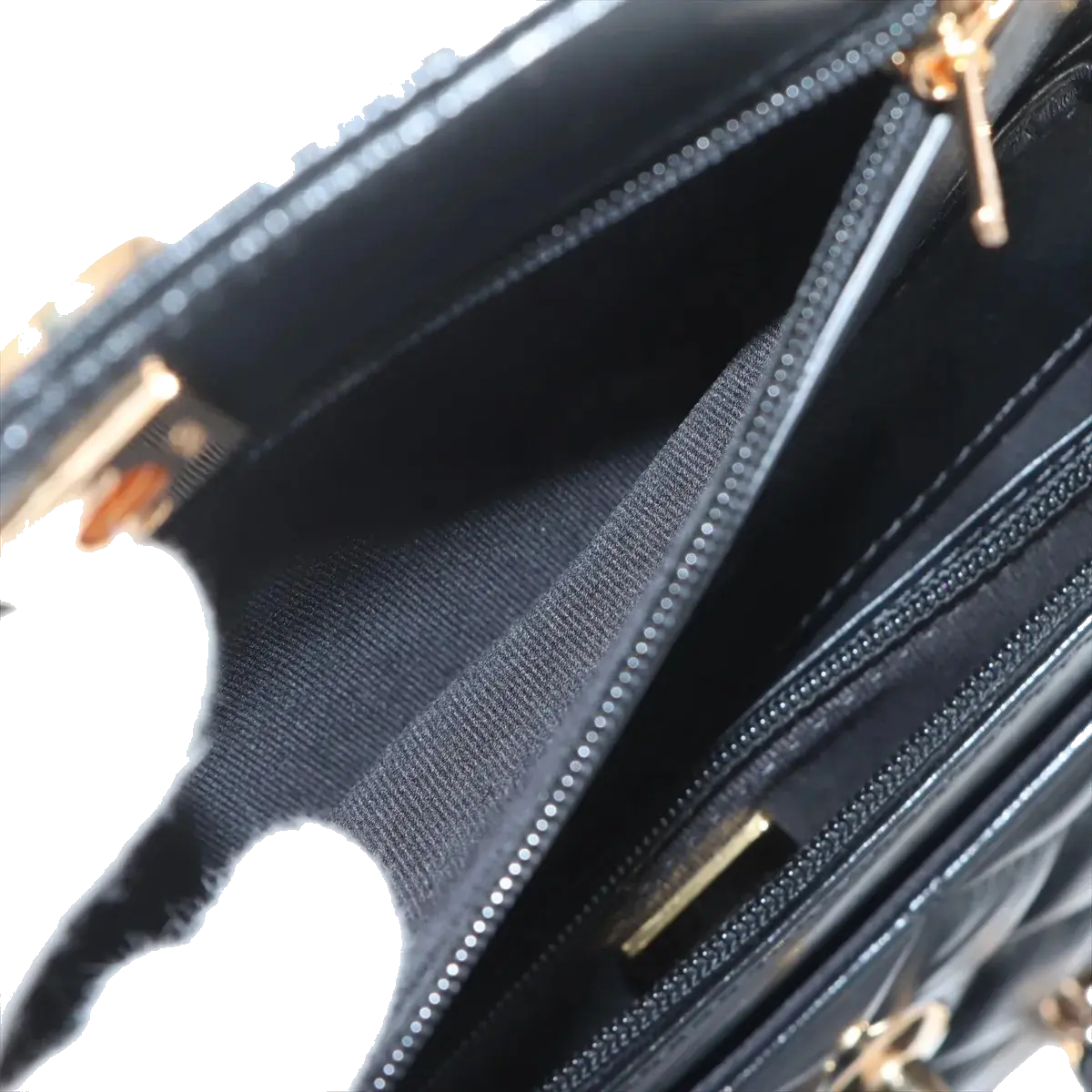Pre-Loved Wallet on Chain Crossbody Bag Quilted Leather with Gold Hardware, Black