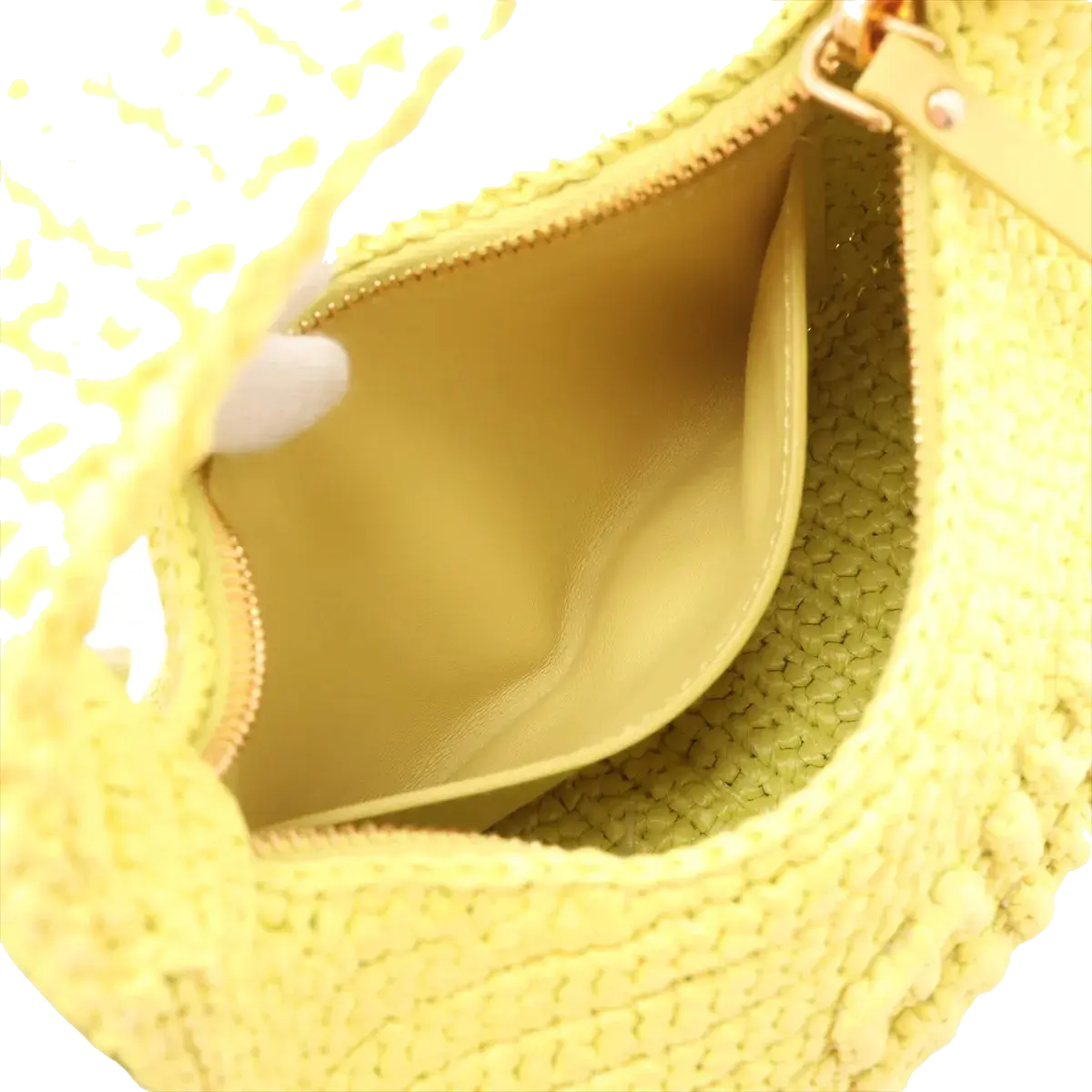 Pre-Loved Wander Hobo Shoulder Bag Raffia Mini with Gold Hardware, Yellow