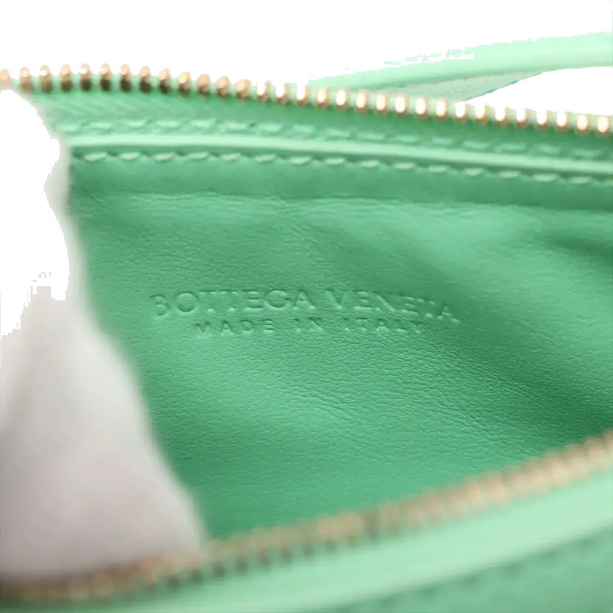 Pre-Loved Sunrise Shoulder Bag Intrecciato Leather Small with Gold Hardware, Mint Green