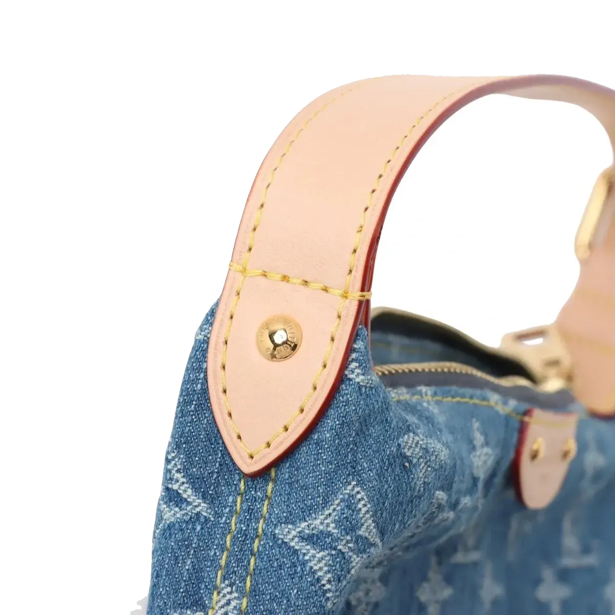 Pre-Loved Mini Pleaty Pochette Monogram Denim Mini with Gold Hardware, Blue