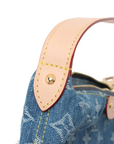 Pre-Loved Mini Pleaty Pochette Monogram Denim Mini with Gold Hardware, Blue