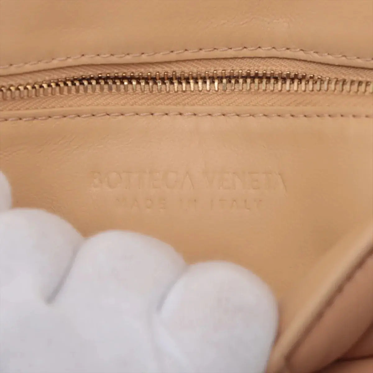 Pre-Loved Padded Cassette Crossbody Bag Intrecciato Leather with Gold Hardware, Beige