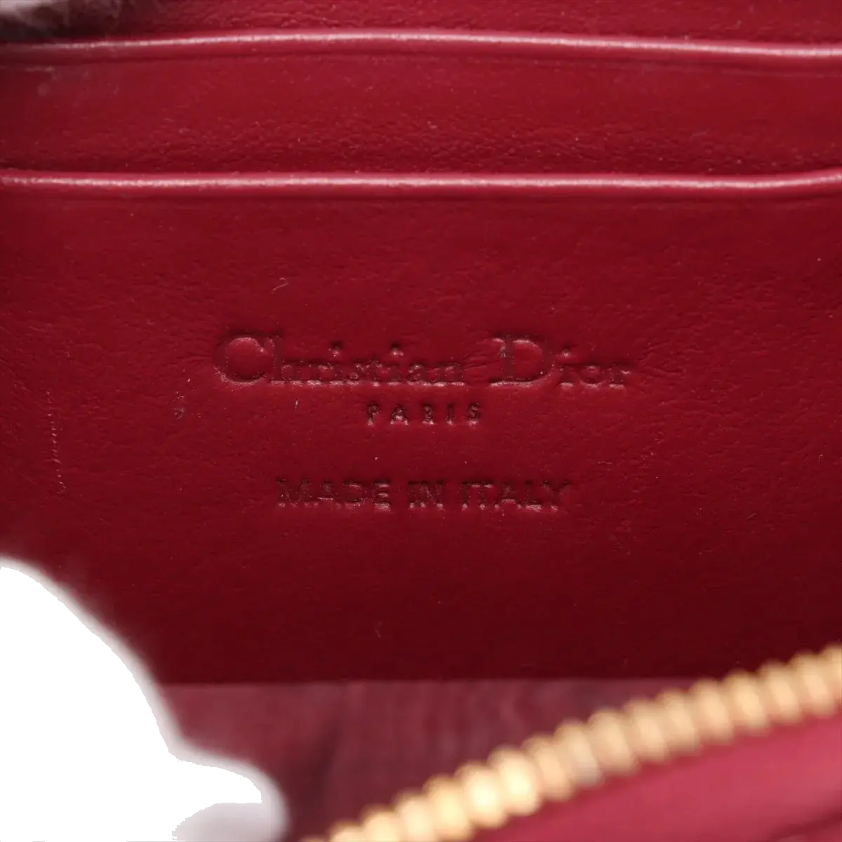 Pre-Loved Lady Dior Phone Holder Crossbody Bag Cannage Patent Leather Mini with Gold Hardware, Red