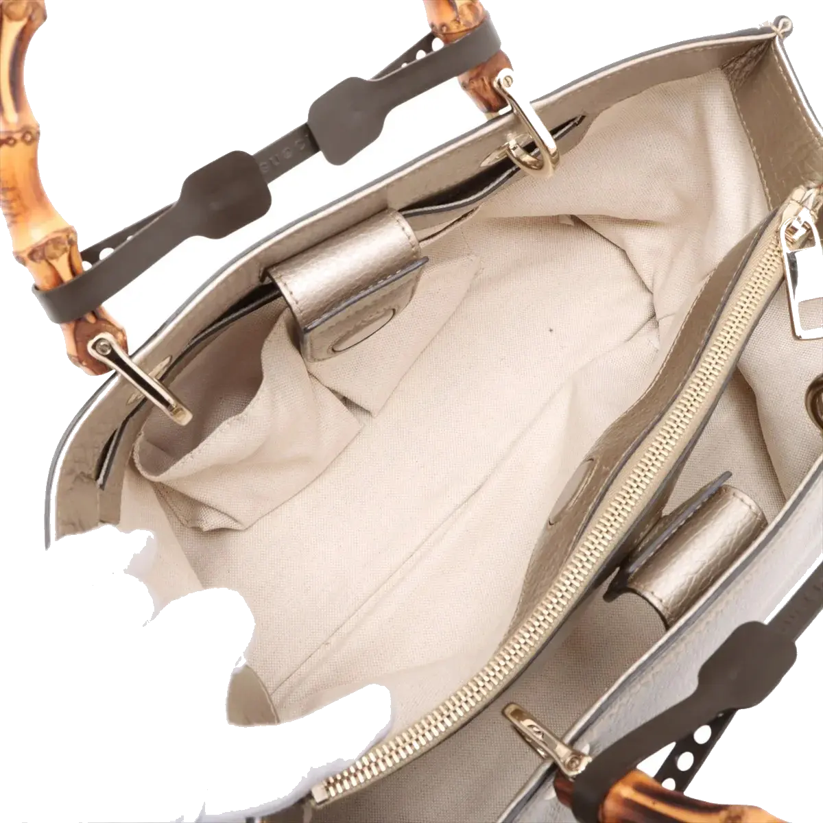 Pre-Loved Bamboo Shopper Tote Leather Medium with Gold Hardware, Champagne Gold