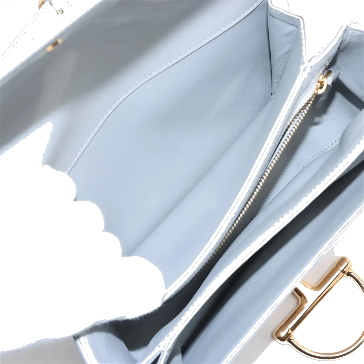 Pre-Loved Hook Shoulder Bag Leather Small with Gold Hardware, Light Grey