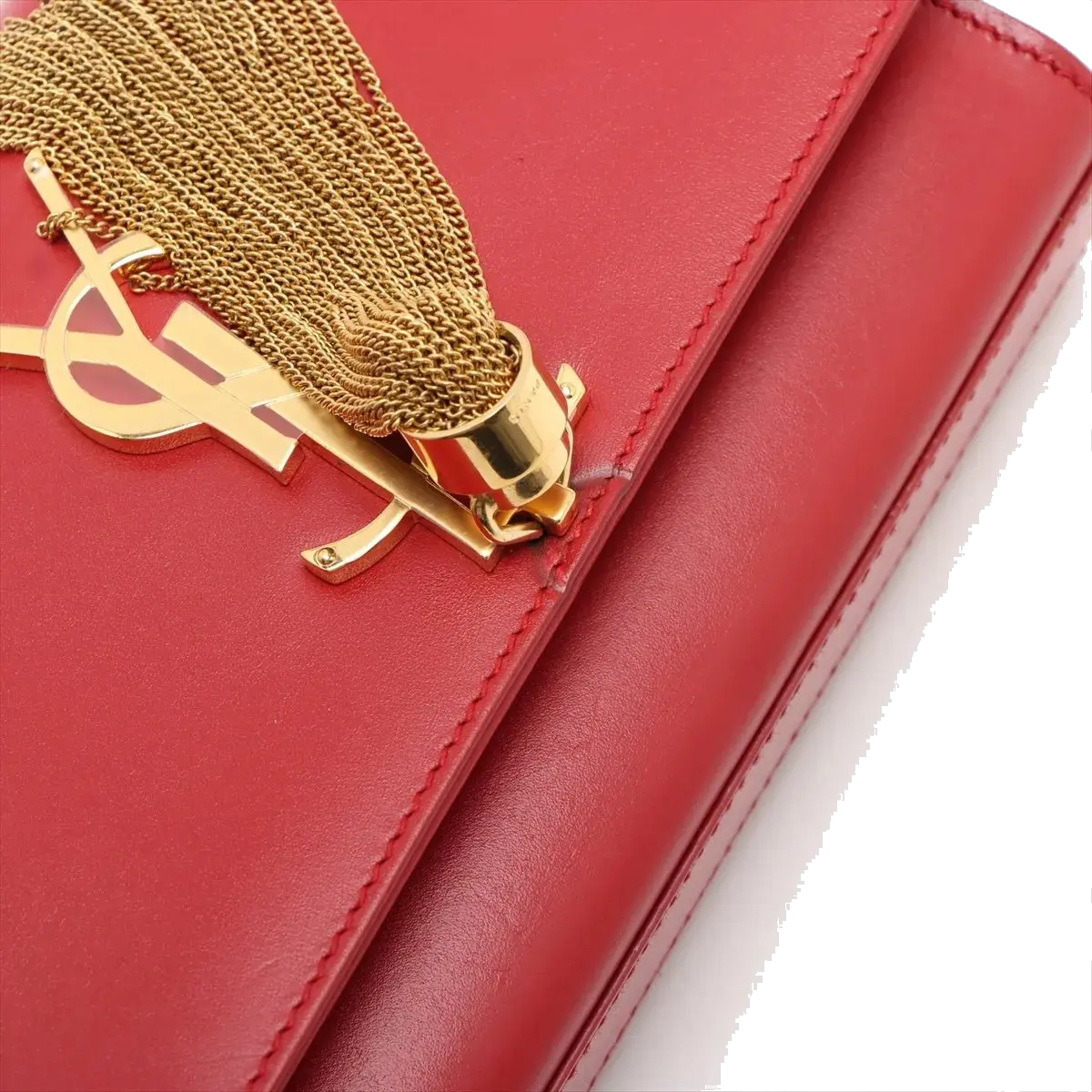 Pre-Loved Kate Tassel Crossbody Bag Leather Small with Gold Hardware, Red