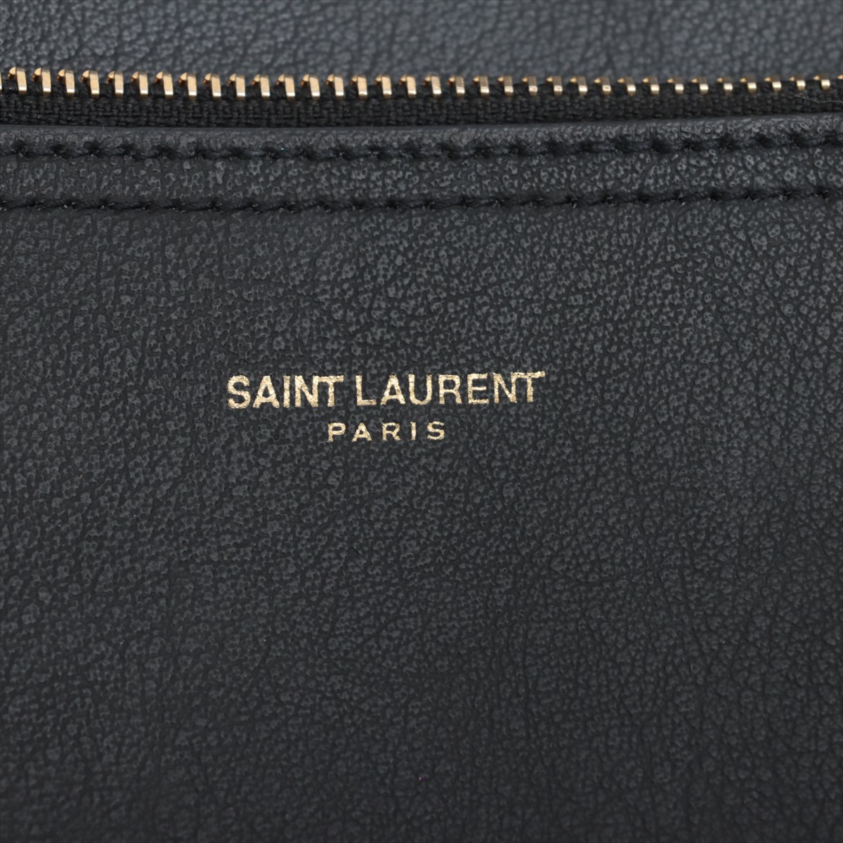 Pre-Loved Shopping Tote Leather with Gold Hardware, Black