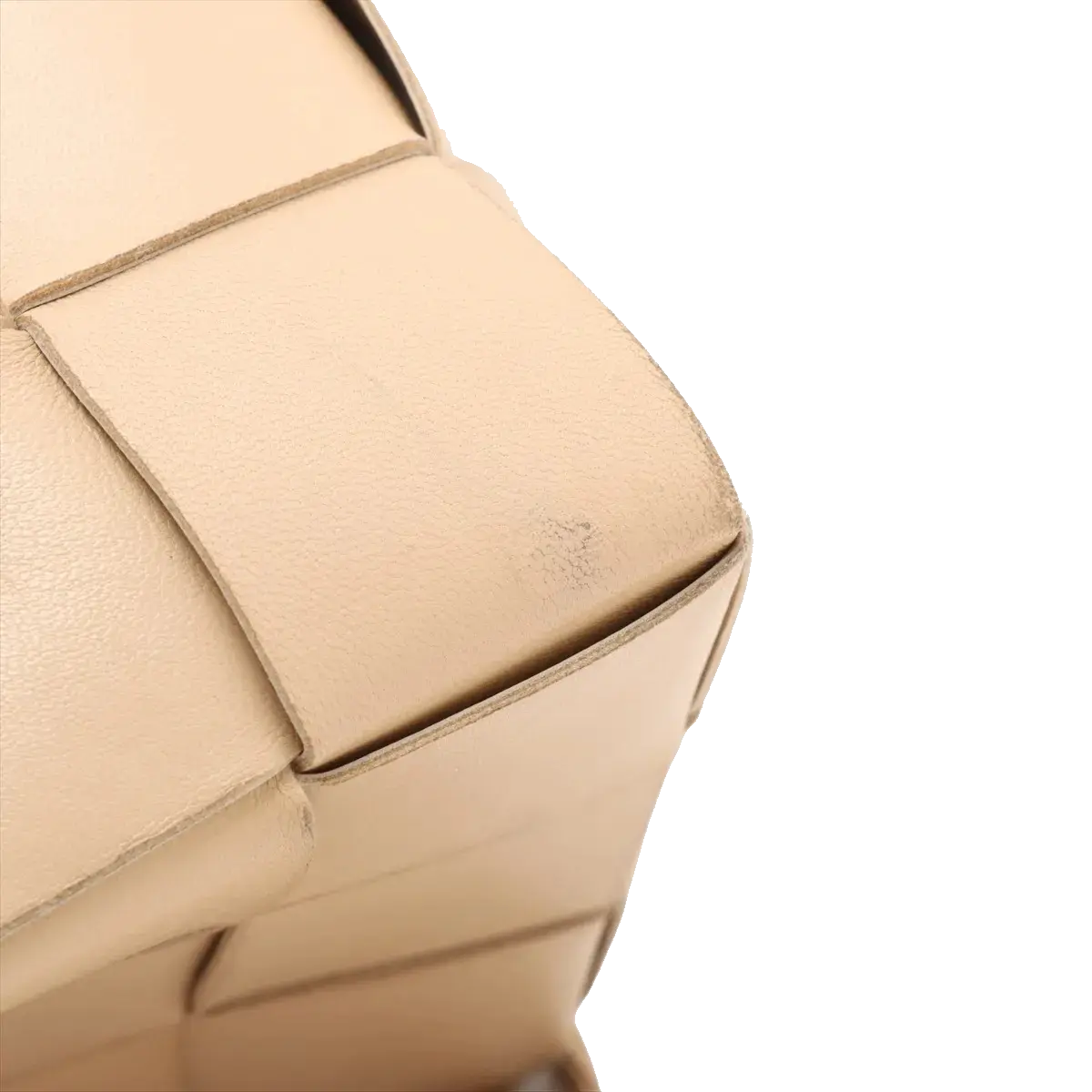 Pre-Loved Cassette Bucket Bucket Bag Intrecciato Leather Small, Beige