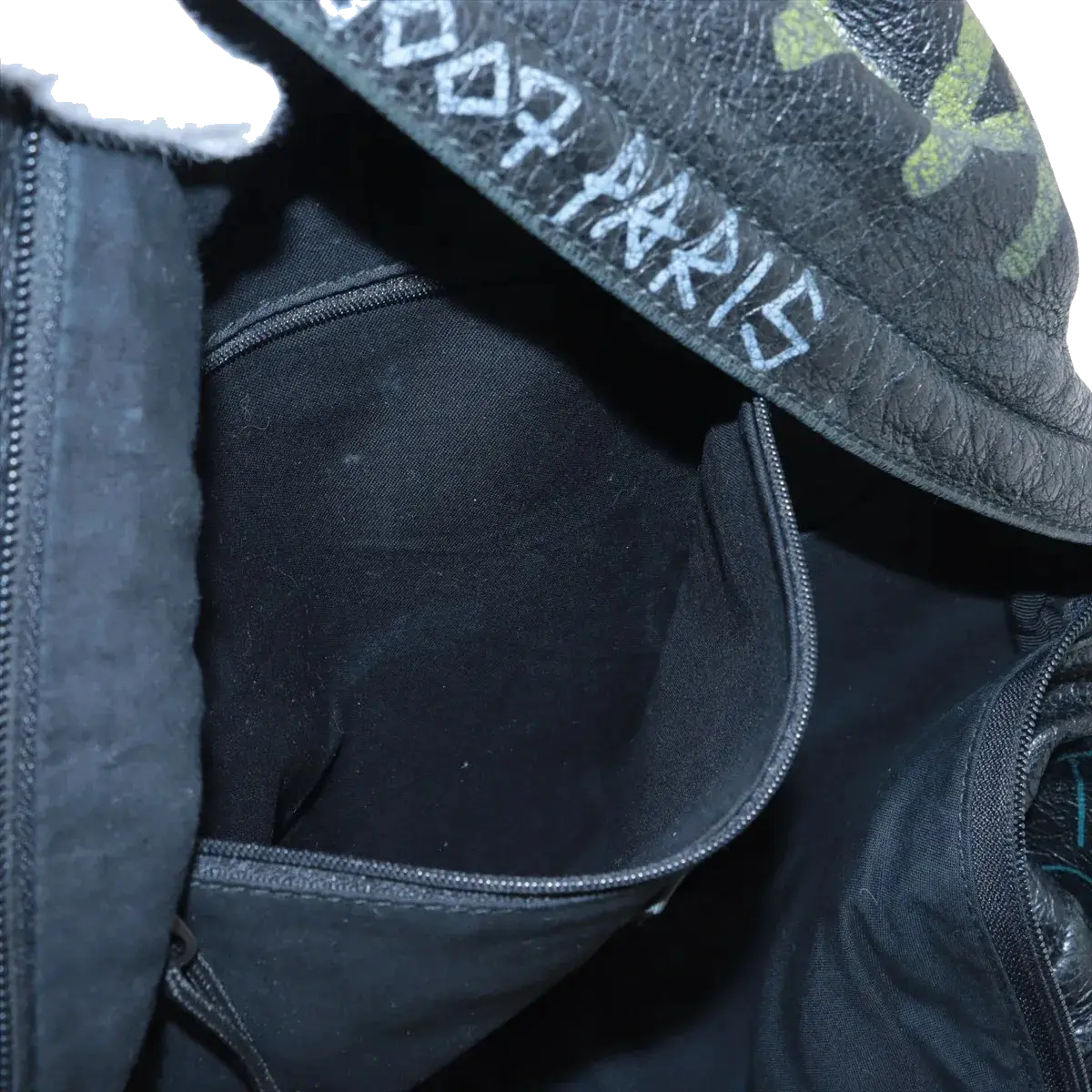 Pre-Loved Explorer Graffiti Backpack Graffiti Leather with Silver Hardware, Black