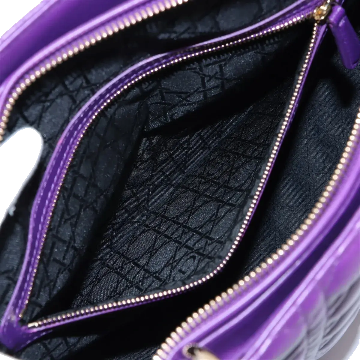 Pre-Loved Lady Dior Handbag Cannage Leather Large with Gold Hardware, Purple