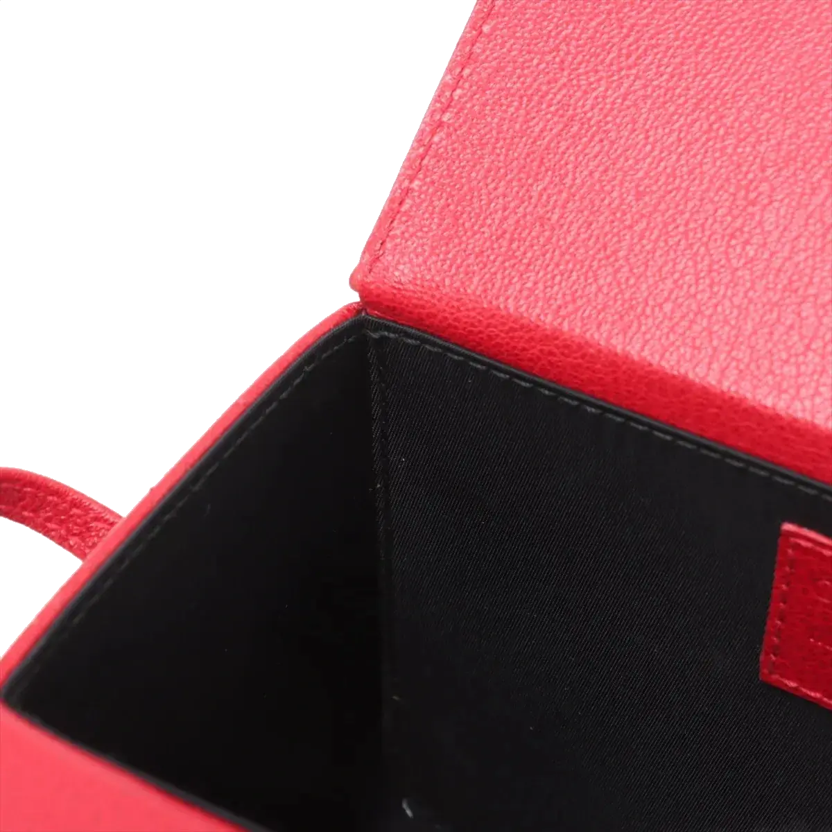 Pre-Loved Lady Dior Vanity Handbag Cannage Leather Mini with Silver Hardware, Red