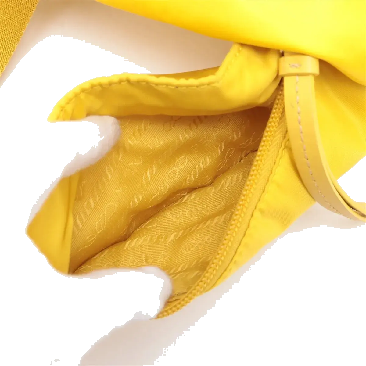 Pre-Loved Padded Nylon Triangle Sling Sling Bag Nylon with Silver Hardware, Yellow