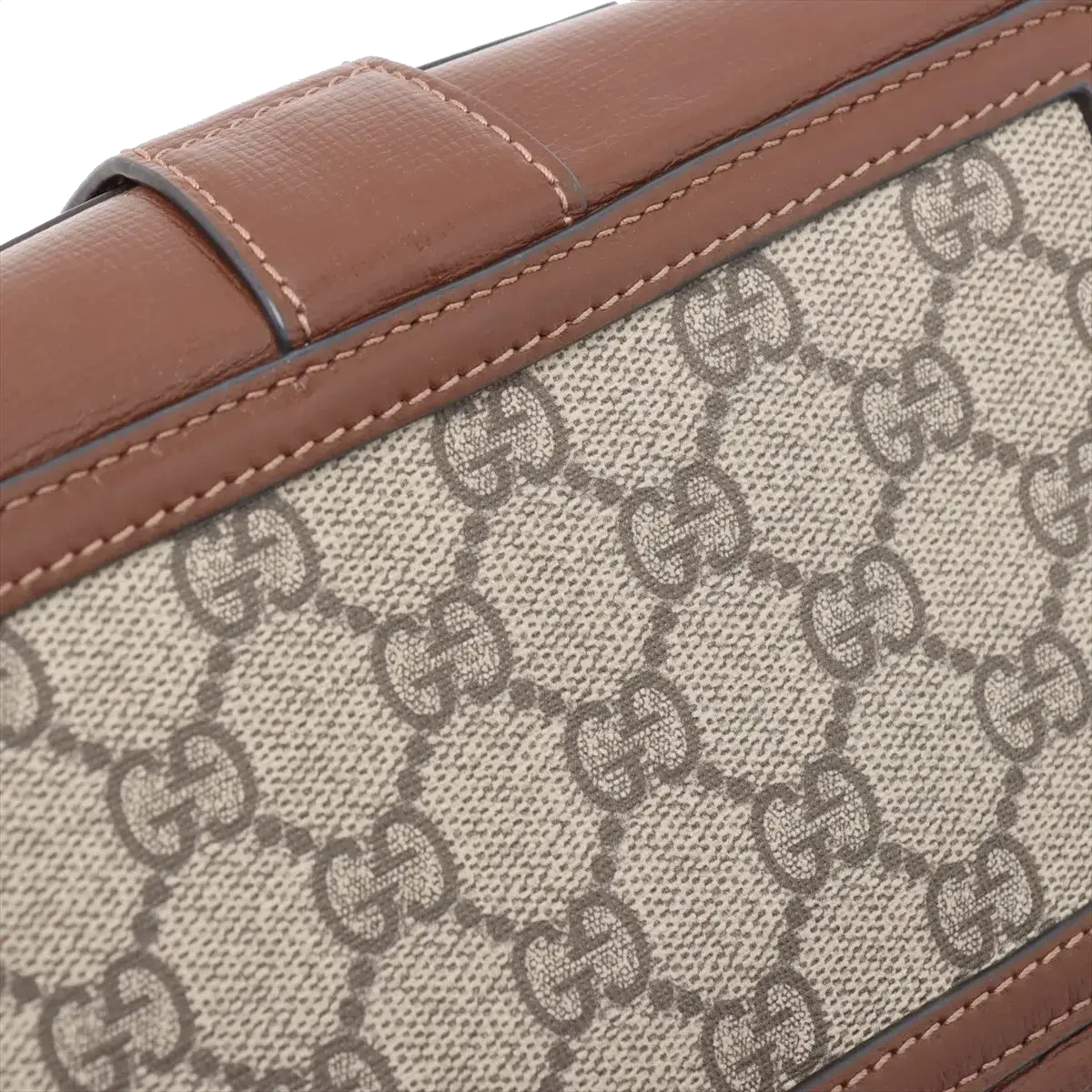 Pre-Loved GG Supreme Crossbody Bag Monogram Coated Canvas Mini with Gold Hardware, Beige/Brown