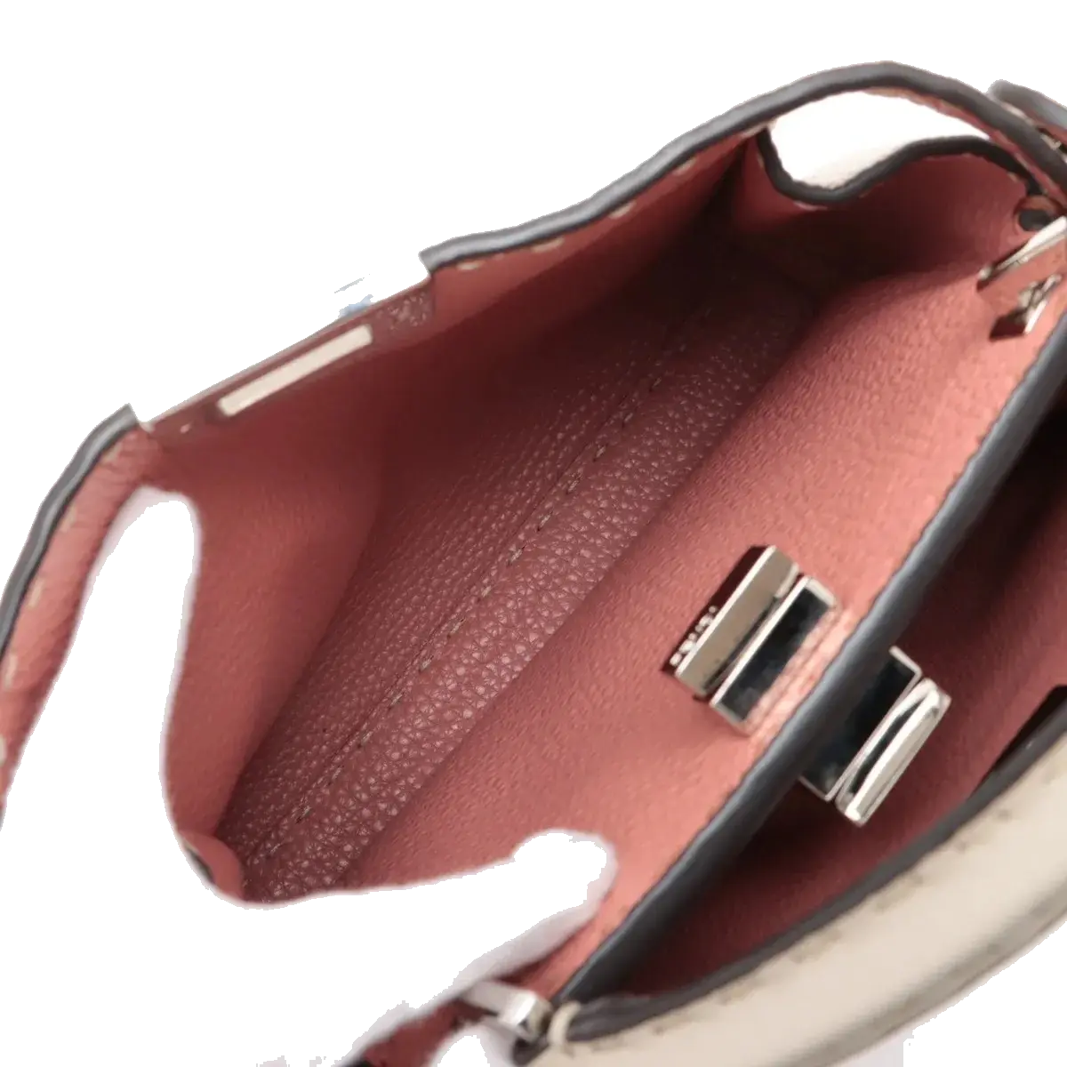 Pre-Loved Peekaboo Iconic Selleria Handbag Leather Small with Silver Hardware, Ivory