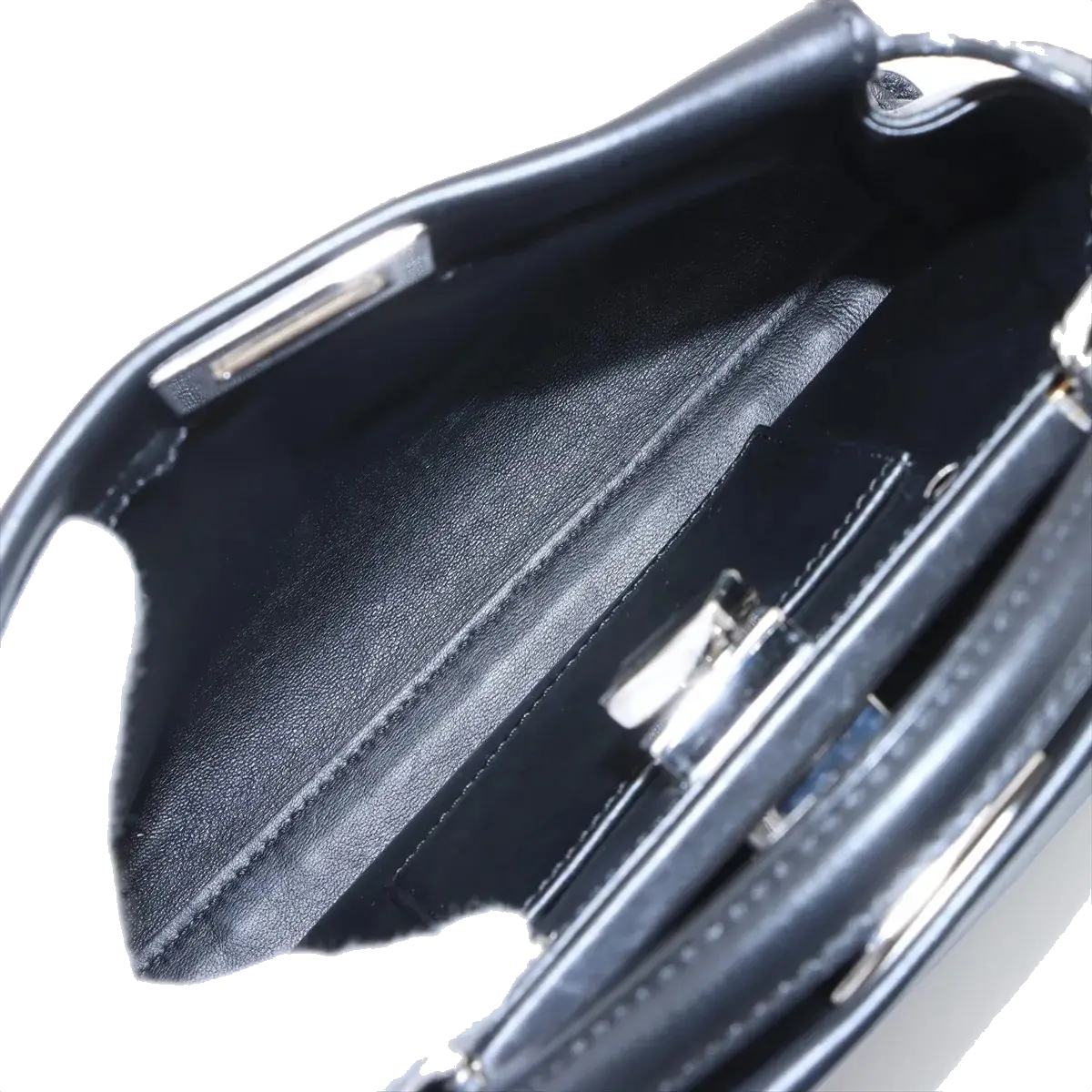 Pre-Loved Peekaboo Handbag Leather Mini with Silver Hardware, Black