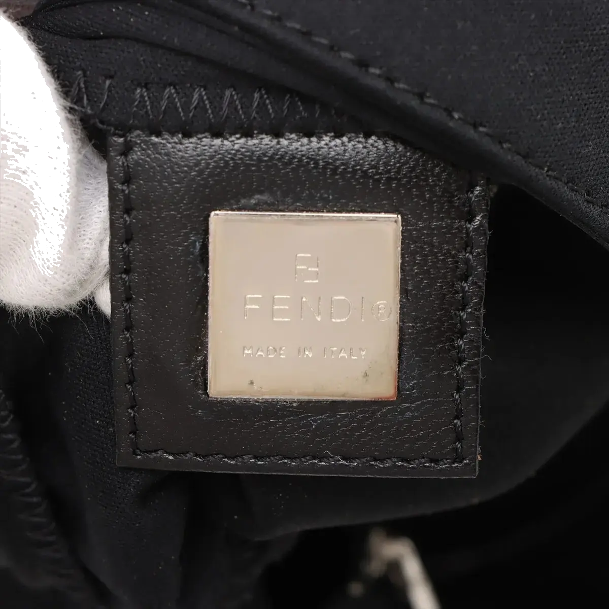 Pre-Loved Mamma Baguette Shoulder Bag Plain Canvas with Silver Hardware, Black