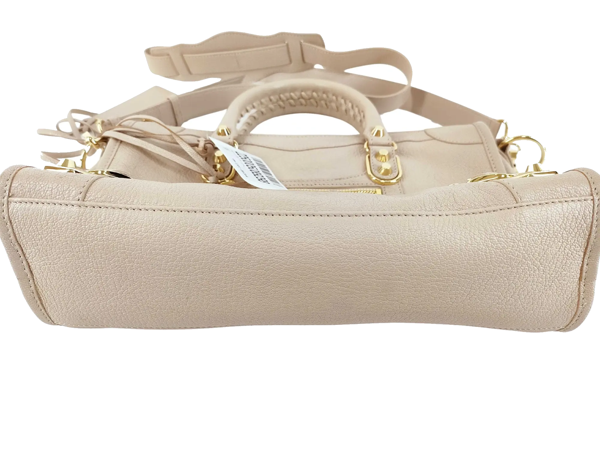Pre-Loved Classic City Handbag Leather Small with Gold Hardware, Beige
