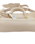 Pre-Loved Classic City Handbag Leather Small with Gold Hardware, Beige