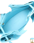 Pre-Loved Andiamo Handbag Intrecciato Leather Small with Gold Hardware, Light Blue