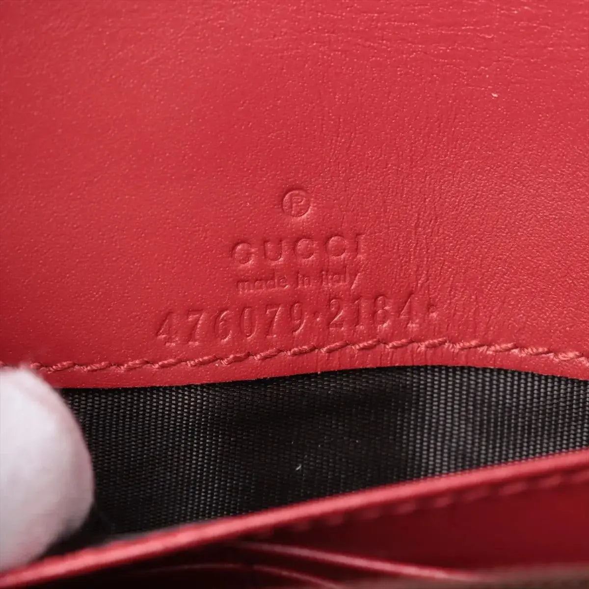Pre-Loved Queen Margaret Wallet on Chain Crossbody Bag Leather Mini with Aged Gold Hardware, White, Red, and Navy Blue