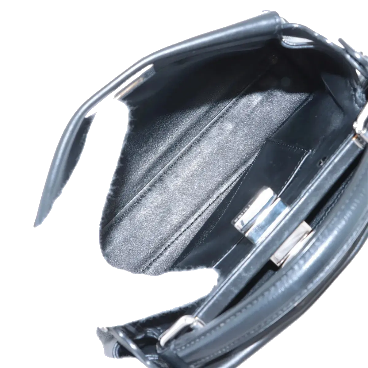 Pre-Loved Peekaboo Handbag Leather Mini with Silver Hardware, Black