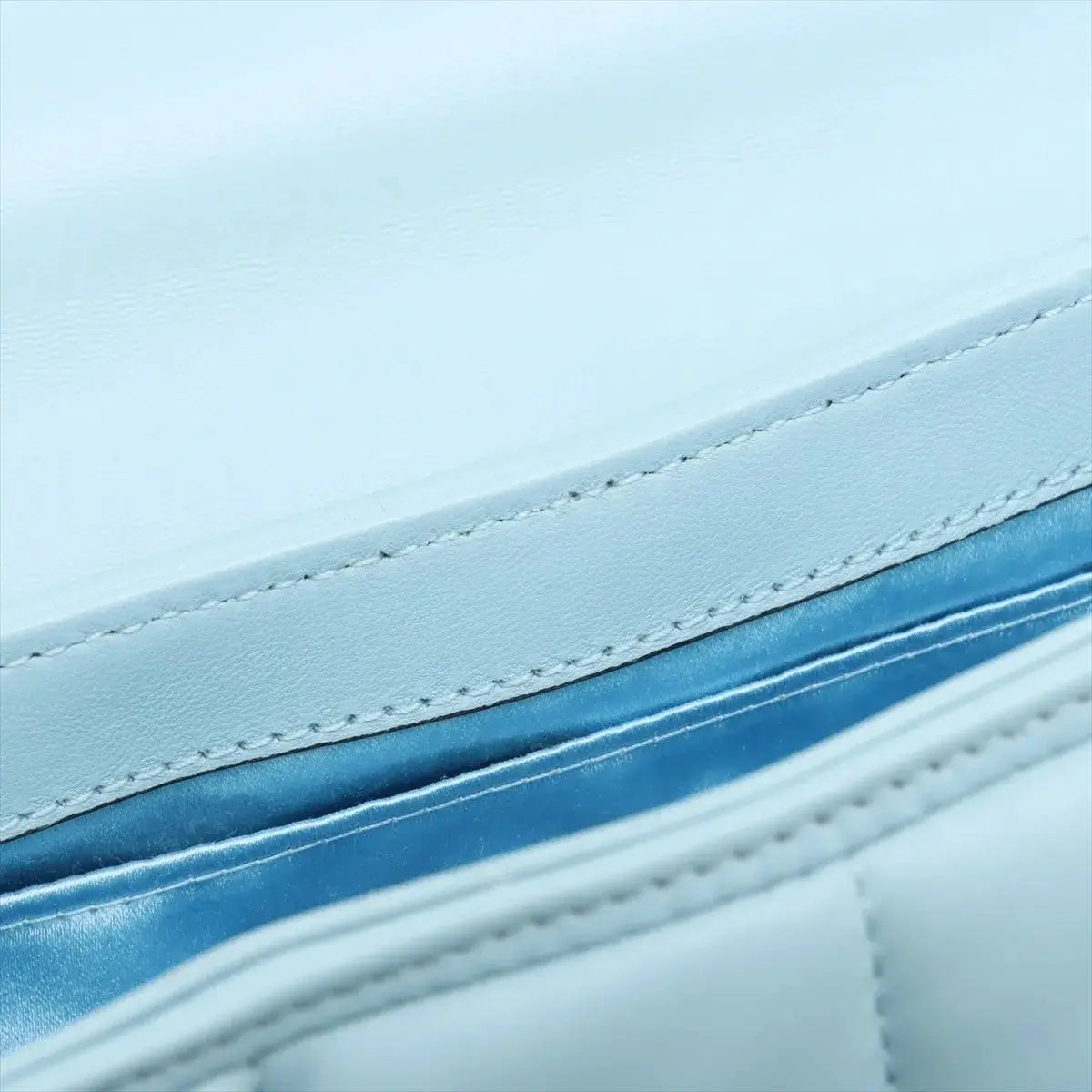 Pre-Loved Horsebit Chain Shoulder Bag Quilted Leather Small with Silver Hardware, Light Blue