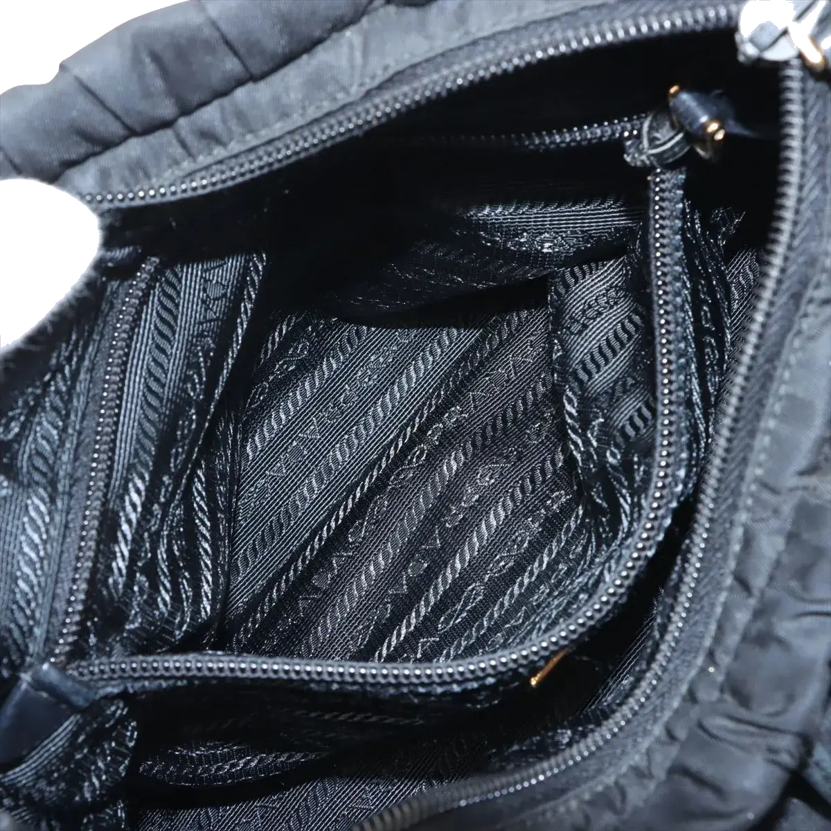 Pre-Loved Gaufre Tote Handbag Nylon with Gold Hardware, Black