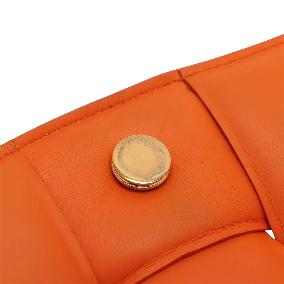 Pre-Loved Padded Cassette Crossbody Bag Intrecciato Leather with Gold Hardware, Orange